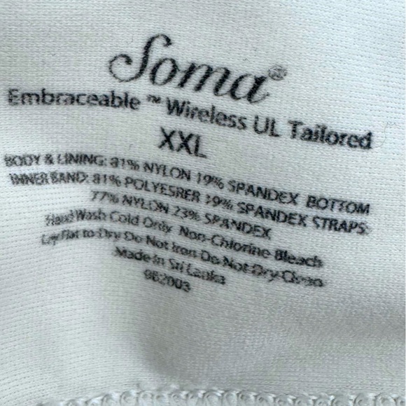Soma Embraceable Wireless UL Tailored Bra- Size XXL - Picture 5 of 6